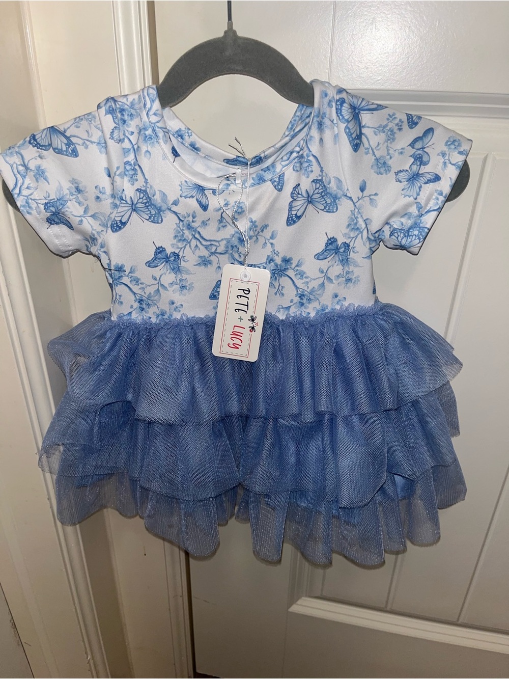 Blue Butterfly Tulle Dress - 0-6 month